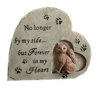 LOPUNER Cat Memorial Stone Outdoor Garden Resin Pet Tribute Figurine for Remembering Lost Cats
