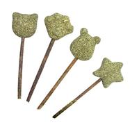 LOPUNER Catnip Lick Lollipop Stick Set, Portable 4pcs Green PET Snack | Cat Claw, Bear Head, Bear and Star Shapes, Easy to Store, for Cat and Kitten Snack Use
