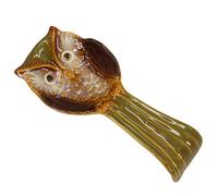 LOPUNER Ceramic Owl Spoon Rest Spoon Stand Embossed Carving Design Heat Resistant Kitchen Utensil Holder for Dining Table Decoration Home Restaurant Use Random Style