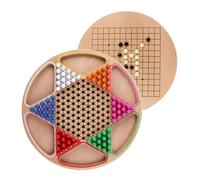 LOPUNER Chinese Checkers and Gobang Wooden Draughts Set Portable Smooth Board for Brain Training and Travel Activities