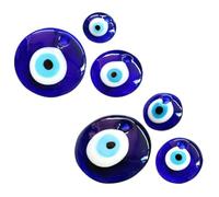 LOPUNER Evil Eye Beads 6Pcs Glass Blue Flat Round Charms for Wedding Jewelry Making and DIY Bracelets