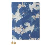 LOPUNER Fabric Book Cover for Paperback - A5 Book Jacket Protector with Embroidered Crane Japanese Decor for Hardcover Novels Notebook