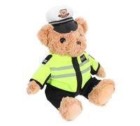 LOPUNER Fluffy Bear Plush Toy for Kids Cute Traffic Police Stuffed Animal Soft 1-Piece Cuddle Doll for Boys and Girls Realistic Simulation Decor