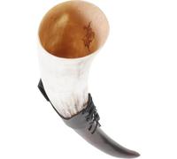 LOPUNER Handmade Ox Horn Beer Drinking Mug with Decorative Artistic Horn Shape, Light Weight Leather Material, for Home Decoration and Easy to Store, Beer Cup for Rustic Dining