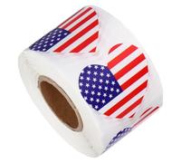 LOPUNER Heart Shape Self-Adhesive American Flag Stickers for Envelopes and Parties, Paper Material, Easy to Tear, 500pcs Per Roll Decorative Label for Greeting Cards and Furniture