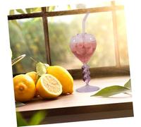 LOPUNER Heart Shaped Wine Glass with Pink Straw Elegant Cocktail Goblet Lightweight Party Drink Cup for Wine Cocktails Desserts and Salads