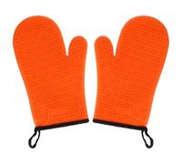LOPUNER Heat Resistant Silicone Oven Gloves Protect Wrists 2pcs with Cotton Lining, Thickened Short Barbecue Mitts for Cooking and Baking in Oven and Grill Use