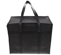 LOPUNER Insulated Thermal Food Bag Large Capacity Grocery Bag Non-woven Aluminum Material Black with Handle for Outdoor Shopping