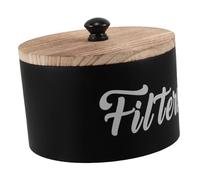 LOPUNER Laundry Beads Storage Box Dishwasher Detergent Container Tea Packet Organizer Laundry Powder Dispenser Coffee Condiment Holder Coffee Sachet Holder Black Wood