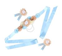 LOPUNER Maternity Sash and Corsage Set for Shower Mom Daddy Belt with Unique Design Complete Party Gear for Gender Reveal and Pregnancy Photo Props