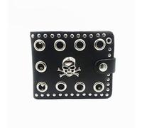 LOPUNER Mens Punk Wallet Pu Leather Skull Design Lightweight Bifold Card Organizer Gothic Cross Style Purse for Everyday Use