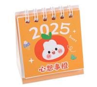 LOPUNER Mini Desk Calendar with Orange Pattern Portable Desktop Monthly Planner From July to December Standing Flip Daily Scheduler for Home Office Organization and Planning