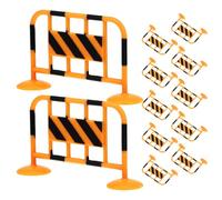 LOPUNER Miniature Traffic Sign 12Pcs Resin Roadblocks Set Sturdy Small Size for Boys and Construction Play and Decorative Use