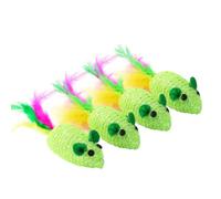 LOPUNER Mouse Polyester and Cat, Green 5pcs Woven Cat Kitten Interactive for Play with Feather Design, Sturdy Material Protection and Fun for Furniture