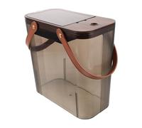 LOPUNER Narrow Tall Plastic Dry Wet Separating Bin with Handle for Tea Waste, Space-saving Vintage Faux Wood Finish Trash Can Suitable for Tabletop and Open Kitchen Use