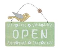 LOPUNER Open Closed Wall Decorative Board - Double-Sided Open Hanging Sign for Door - Wooden Closed Board for Retail Store Bakery Restaurant Green