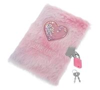 LOPUNER Plush A6 Journal Notebook with Heart Pattern Lock and Key, Fuzzy Faux Fur Diary, Secure Secret Writing Diary for School and Travel, Tie-dye Cover