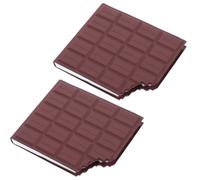 LOPUNER Pocket Notepad Mini Diary Notebooks 2pcs Portable Chocolate Shaped with Glue Binding, Cartoon Style for Students and Use