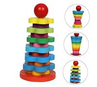 LOPUNER Rainbow Column Educational Wooden Stacking Game for Multifunctional Tower Enhances Hand Eye Coordination and Logical Thinking for Group Play and Communication Skills Development