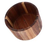 LOPUNER Rustic Farmhouse Wooden Utensil Holder Compact Kitchen Countertop Organizer for Cutlery Spatulas and Snacks Space Saving Silverware Storage with Easy Clean Surface