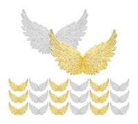 LOPUNER Set of 24 Plastic Angel Feather Cake Toppers Large Size 10cm Gold and Silver Cupcake Decorations for DIY Party Decorations Birthday Wedding Favors