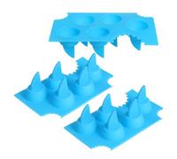 LOPUNER Silicone Ice Cube Tray Versatile Use 3pcs Shark Fin Shape Reusable Nonstick Ice Molds Blue Silicone Tray Mold for Cocktails and Drinks for Home and Social Gatherings