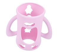 LOPUNER Silicone Infant Feeding Bottle Sleeve with Handle 240ml Pink Baby Glass Bottle Cover Protective Anti-Drop Sleeve for Newborn Feeding