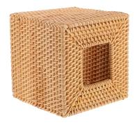 LOPUNER Square Rattan Tissue Holder for Dining Table and Living Room, Organiser with Easy Dispensing of Napkins, Vintage Woven Paper Tissue Box Cover for Home Decor