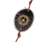 LOPUNER Steampunk Eye Patch Mask with Retro Clock Shape Design Adjustable Pu and Alloy Material Blindfold for Cosplay and Decoration Use Random Color