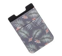 LOPUNER Vintage Magnetic Phone Wallet Sticker Adhesive Card Holder Sleeve with Stylish Leaf Print Portable Phone Back Pocket Organizer for Bus and Bank Cards Comfortable Grip Compatible