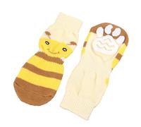LOPUNER Warm Knitted Cotton Socks Yellow 4pcs for Small Pets, Anti-slip and Protective Pet Winter Socks, Size 3xl for Birthday and Cold Weather