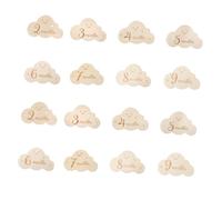 LOPUNER Wooden Cloud Shaped Calendar Monthly Photo Discs Double Sided Cards for Newborn Announcement Ideas Prediction Cards Born Accessories