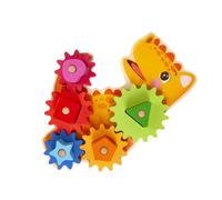 LOPUNER Wooden Gear Building Blocks Set for Preschool, Educational Dinosaur Shape Matching Puzzle, Early Development Activity Game for Boys and Age 3+