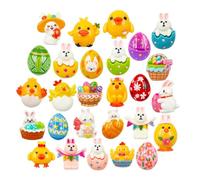 LOPURO Easter Resin Charms, 40Pcs Flatback Assorted Button Chick Bunny Egg Rabbit Cartoon Embellishments Supplies Animal Beads for Easter Decor DIY Scrapbooking Jewelry Cell Phone Case