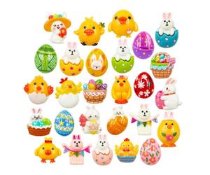 LOPURO Easter Resin Charms, 40Pcs Flatback Assorted Button Chick Bunny Egg Rabbit Cartoon Embellishments Supplies Animal Beads for Easter Decor DIY Scrapbooking Jewelry Cell Phone Case