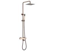 Lopus Set Rose Gold Thermostatic Wall Mounted Diverter Mixer Brass Bathroom Taps Set with 10 * 8 inch Rainfall Head and Handshower, Luxury System,C
