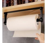 Loputon Kitchen Roll Holder under Cabinet, Aluminum Alloy Paper Towel Holders, Self Adhesive Kitchen Roll Holder for kitchenette, Bathroom, Living Room - Black