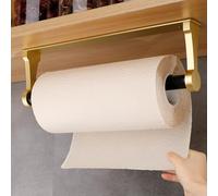 Loputon Kitchen Roll Holder Without Drilling, Kitchen Paper Holder, Aluminium Alloy Toilet Paper Holder, Self-Adhesive Toilet Paper Holder for Kitchen Bathroom Living Room - Matt Gold