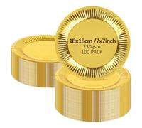LOPYXBR 100PCS Gold Paper Plates, 7inch Golden Large Paper Plates, Round Gold Party Plateses Table Decorations, Elegant Heavy Duty Golden Festive Papers Plateses for Dinner, Wedding, Party, Birthday