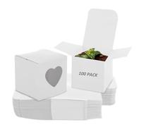 LOPYXBR 100Pcs White Small Cake Boxes With Window 2inch/ 5cm Cardboard Cupcake Boxes Individual White Bakery Boxes With Window Cookie Gifting Boxes for Cupcakes Desserts Pastries Cookies Candy