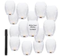 LOPYXBR 15PCS Chinese Sky Lanterns Fire Resistant Lanterns to Release in Memory Floating Sky Lanterns with Wax Block and Pen for Wishing Wedding Party Festival