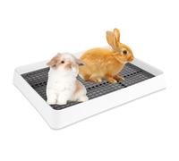 LOPYXBR 15x12x3 Inch Rabbit Litter Box with Toilet Tray, Medium Bunny Litter Box for Rabbit, Guinea Pig Litter Boxes with Grid 15x12x3 Small Animal Potty for Rats, Cat, Small and Medium Animals