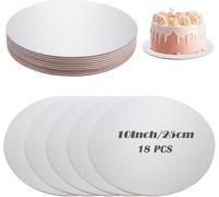 LOPYXBR 18PCS 10 inch Cake Board Silver Round Cake Board 3mm Thick Cake Base Board Reusable Cake Card for Wedding, Birthday Cakes, Celebration Cakes, Cake Tiers