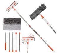 LOPYXBR 2 in 1 Window Cleaning Kit 2M/6.7FT Window Cleaning Equipment Extendable Windows Cleanings Pole with Bendable Head for High Windows Squeegee Glass Cleanings with 5 Extension Pole