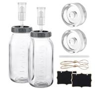 LOPYXBR 2 Pack 2L Fermentation Jars, 64OZ Fermenting Kit with Weights & Air Lock, Fermenting Jar with Screw Lids Kimchi Making Kit for Sauerkraut, Kimchi, Kombucha, Pickles