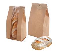 LOPYXBR 200Pcs Paper Bread Bags for Homemade Breads, 30 x 12 x 9cm Sourdough Bread Bags with Window, Paper Storage Bags for Breads Bakery, Toast, Cookie,Treat(with Label Seal Sticker)