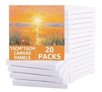 LOPYXBR 20PCS Canvas for Painting 6x6 Inch/15x15cm Mini Painting Canvas 1.6cm Thick White Blank Canvases for Art, Pure Cotton Stretched Canvases Board for Acrylic Paintings Oil Paint