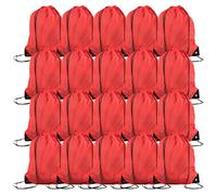 LOPYXBR 20PCS Red Drawstring Bags, 42x34cm/16.5x13.3inch PE Bags Drawstring, Waterproof Drawstrings Gym Bages, Red String Bag for Swimming Sports, Draw String Bag for Sports Swimming Gym Travel