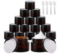 LOPYXBR 24PCS 30ml Amber Glass Jars With Lids, Small Glass Jars with Lids for Face Cream, Travel Pots for Toiletries 30ml with Cosmetic Spatula for Cream Containers (24Pcs,30ML)