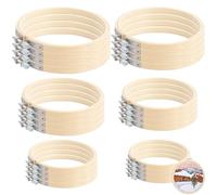 LOPYXBR 24PCS Bamboo Embroidery Hoops, 6 Sizes Cross Stitch Hoop, Adjustable Bamboo Round Embroidery Frame, Small Embroidery Hoop and Large Embroidery Hoop for Hand Sewing Crafts(4,5,7,8,9,10inch)